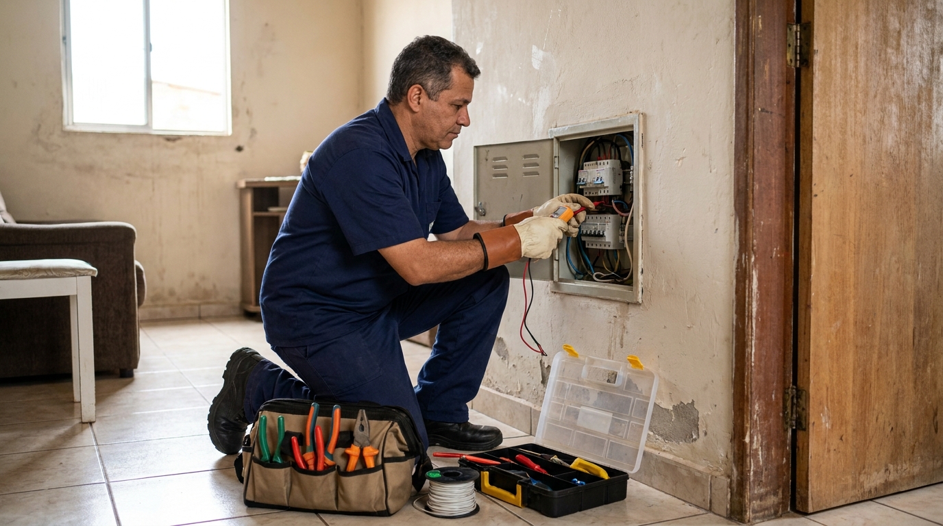 Eletricista com ferramentas em Atibaia‑SP