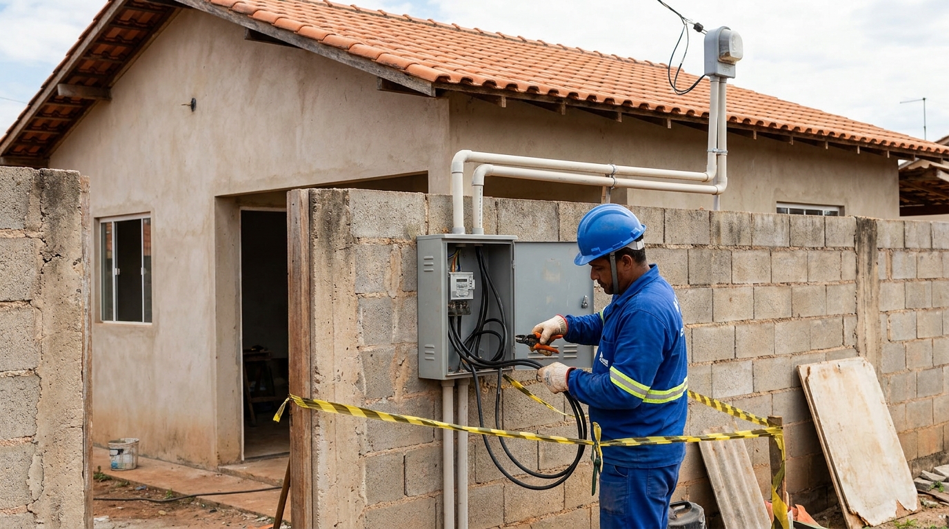 Eletricista instalando padrao de energia em Atibaia‑SP